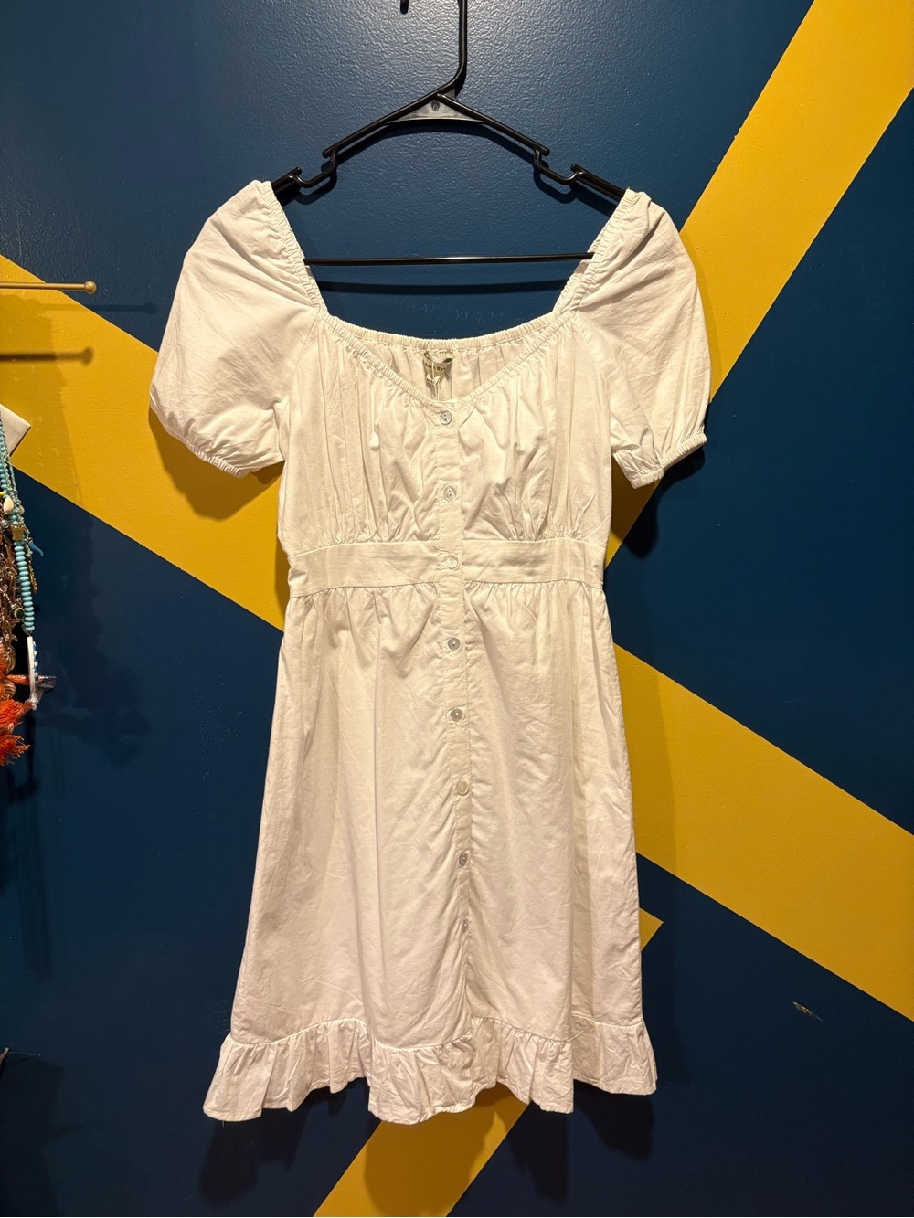 Sim & Sam White Puff Sleeve Mini Dress NWT